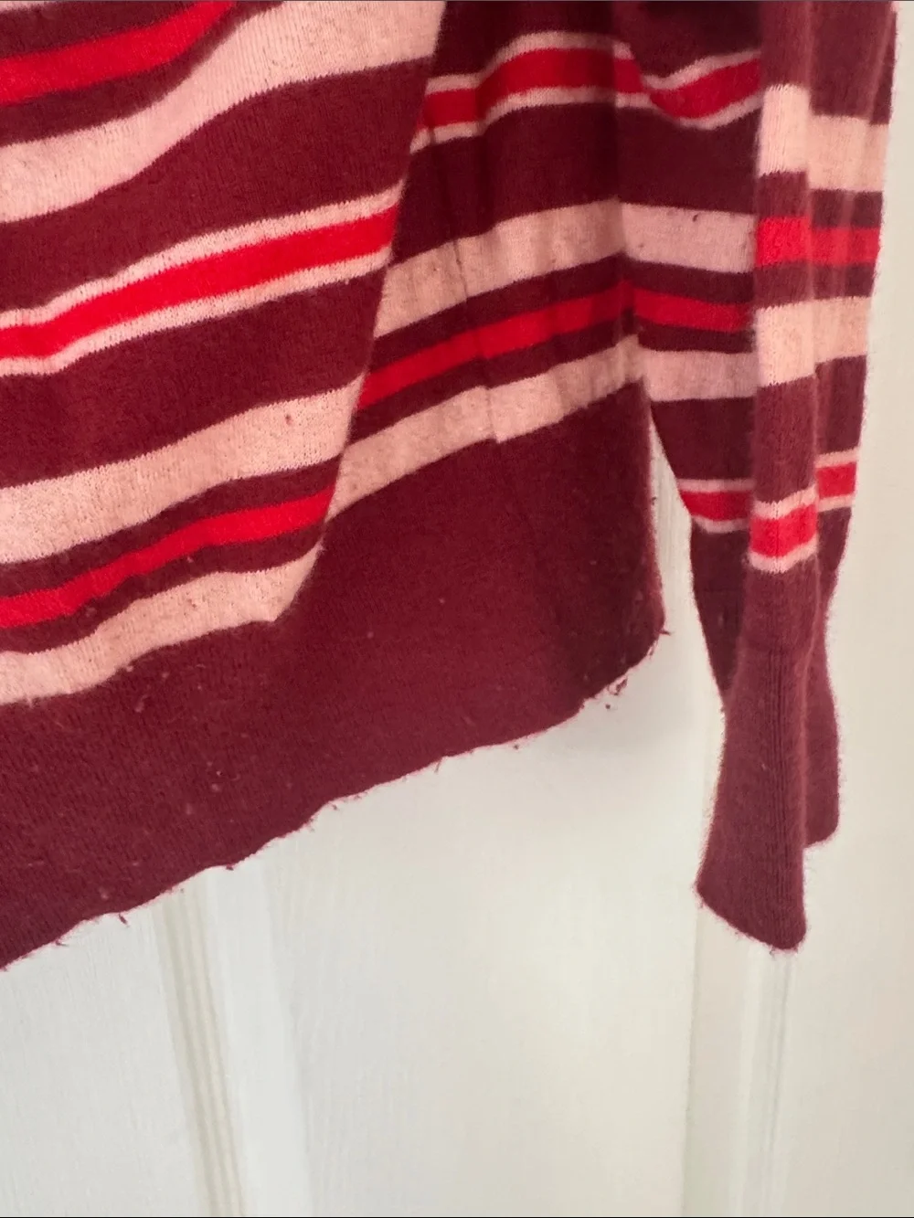 J.Crew Women’s Red & Pink Striped Cashmere Sweater